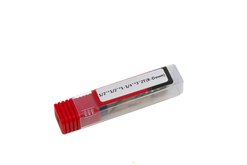 KWS - CNC SC Mortise Compression Spiral 1/2 D x 1-1/4 CH x 1/2 SHK x 3 Inch Long 2 Flute Router Bit