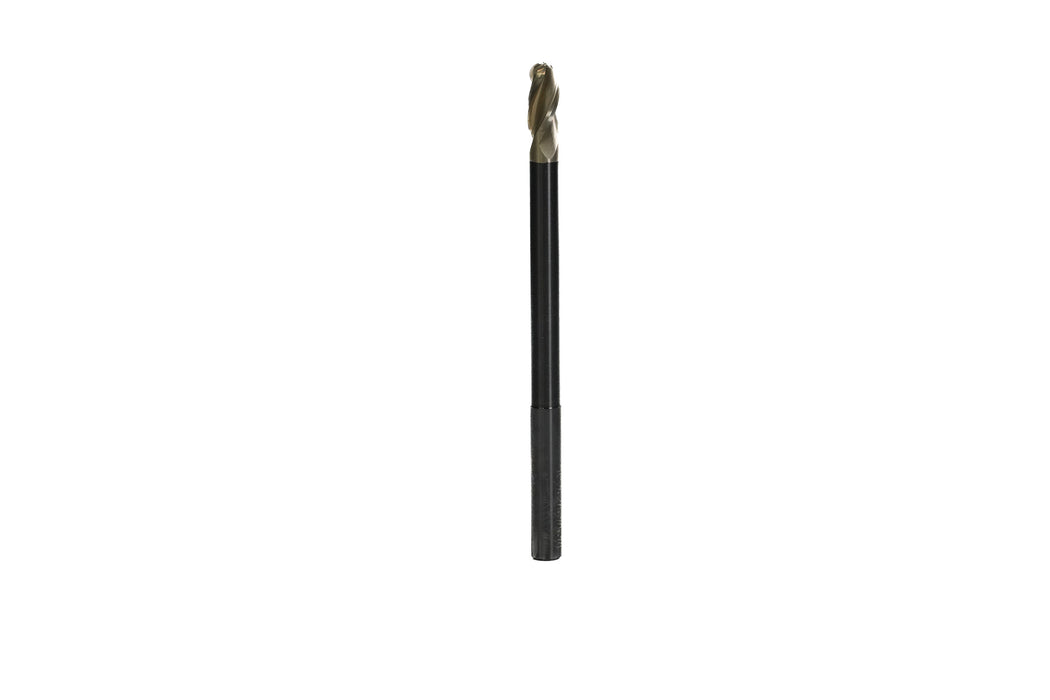KWS - Extra Long CNC 2D and 3D Carving Tapered Ball Nose 0.10 Deg Angle x 1/4 Dia x 1/8 R x 1/2 Cut Height x 1/4 Shank x 4" Long x 3 Flute Solid Carbide ZrN Coated Reduced Shank Router Bit