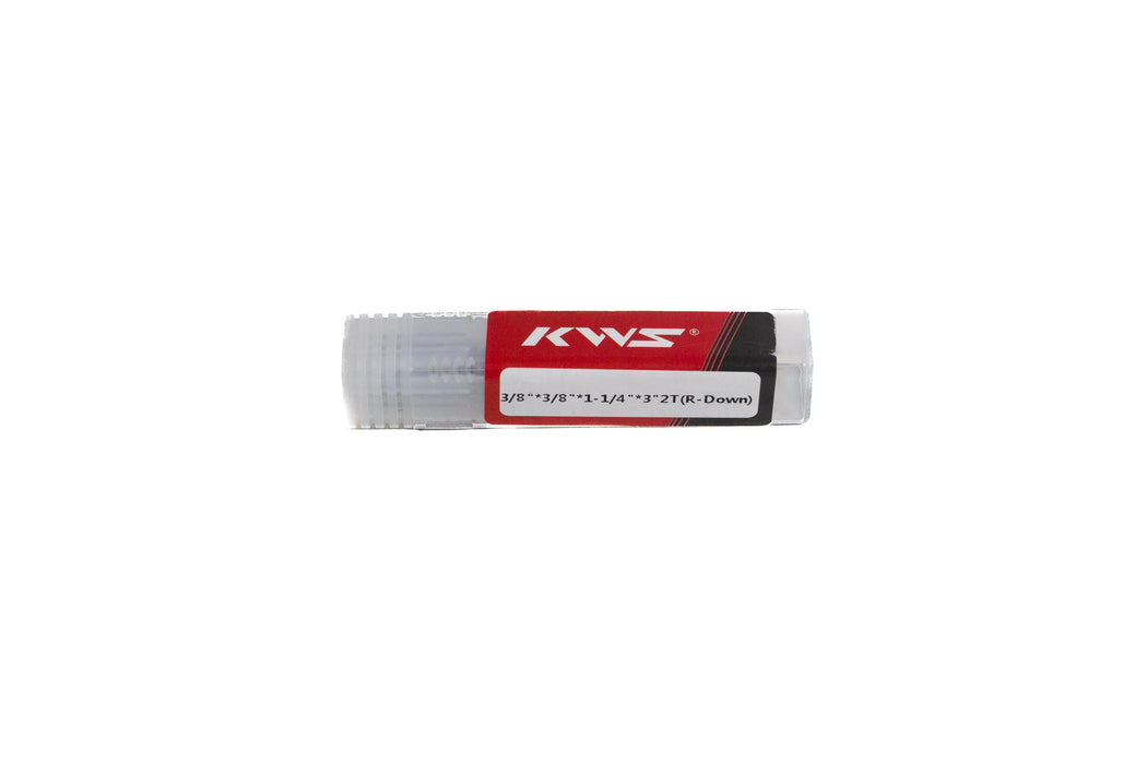 KWS - Coated Spiral Plunge 3/8 Dia x 1-1/4 CH x 3/8 SHK 3 Inch Long Down-Cut Router Bit