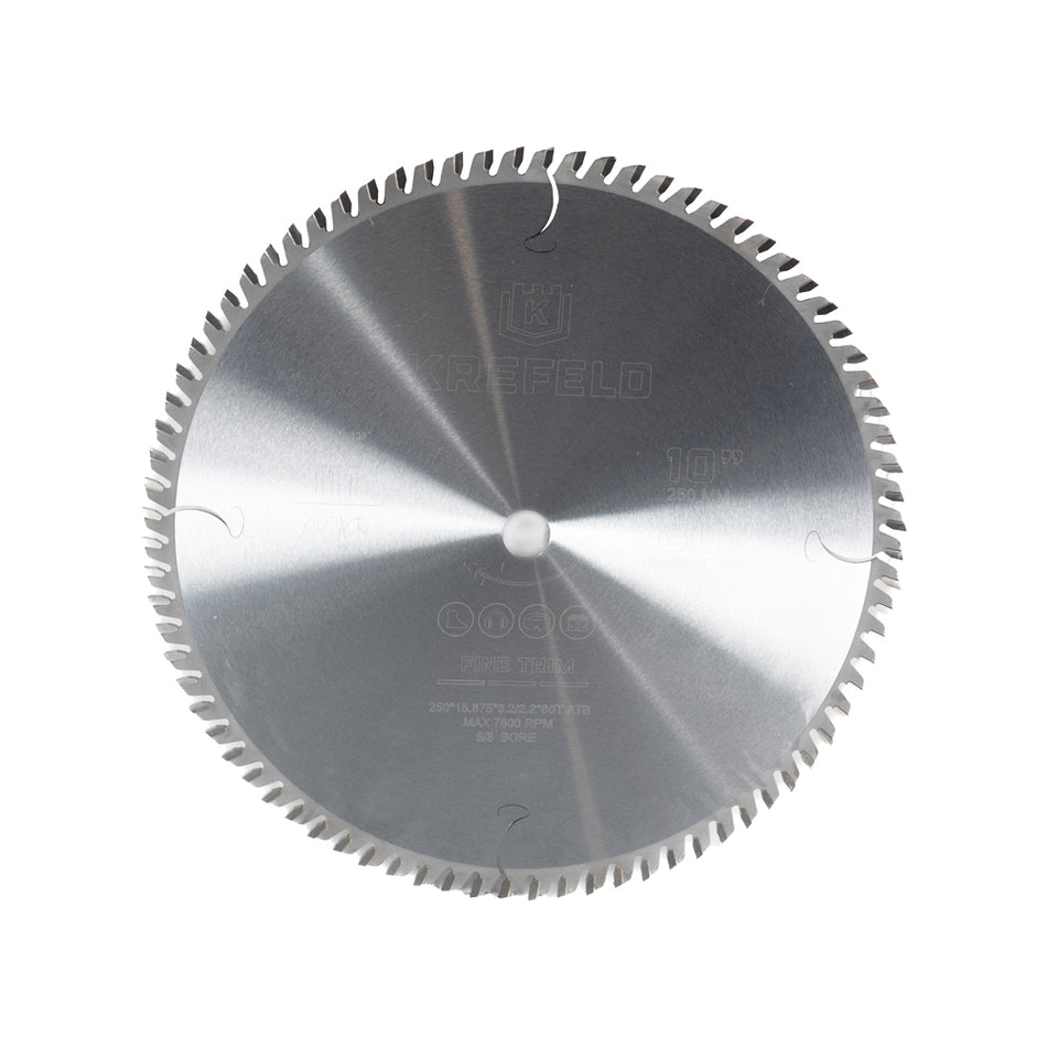 Krefeld Carbide Tipped  Trim 10 Inch D x 80T ATB, 10 Deg, 5/8 Bore Circular Saw Blade