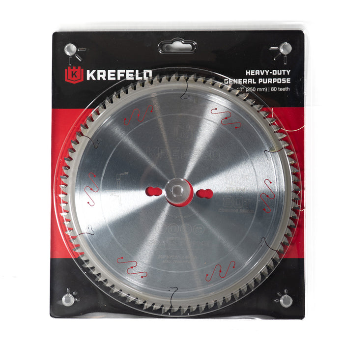 KREFELD Circular Finish Saw Blade - 10Inch D x 80T ATB - 1 3/16 inches / 30mm Arbor Size / Kerf 3mm