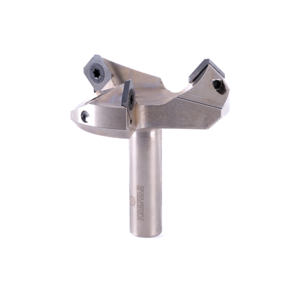 Krefeld CNC Insert Carbide 3 Wing/Flute Heavy Duty Spoilboard Plunging, Surfacing, Planing, Flycutter & Slab Leveler/ 63.5 mm (Diameter) x 21.03 mm x 12.7 mm (Shank)