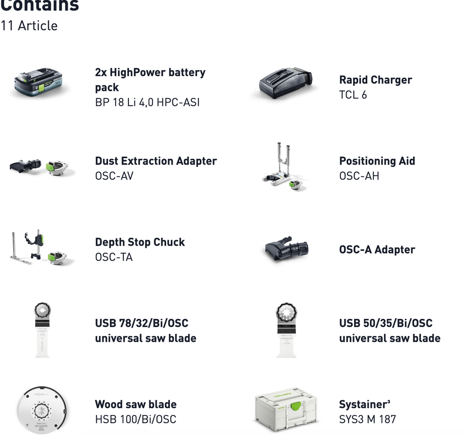 Festool Cordless Oscillator OSC 18 HPC 4,0 EI-Set VECTURO