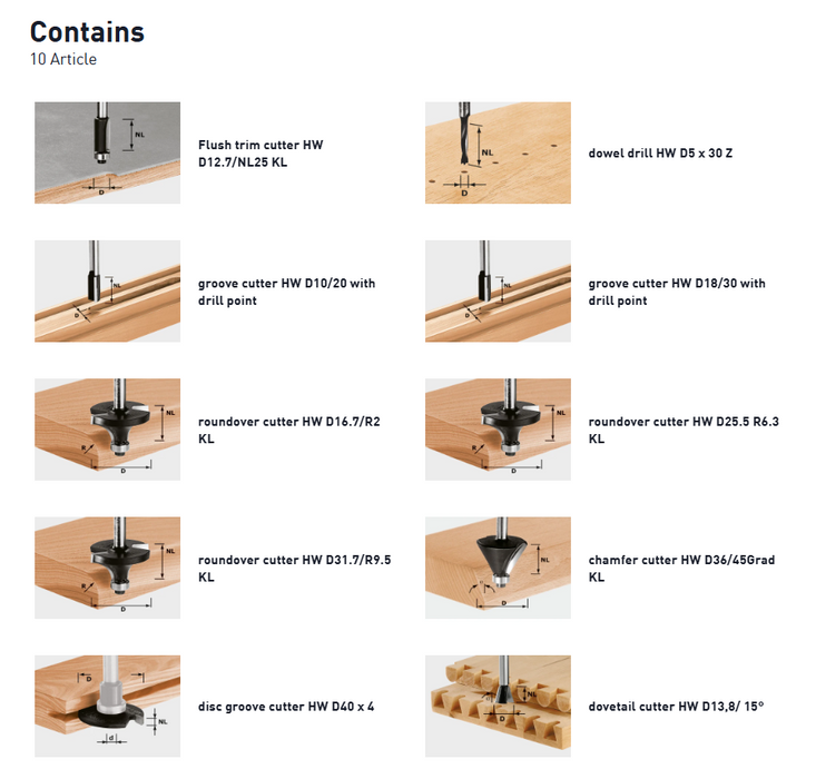 Festool - Box-OF HW S8 Mix - Festool Router Bits -Set