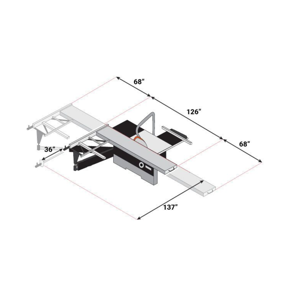 Maksiwa Sliding Table Saw 5HP Main Blade/Dado Blade 1HP Scoring Blade | BMS.3200.IR