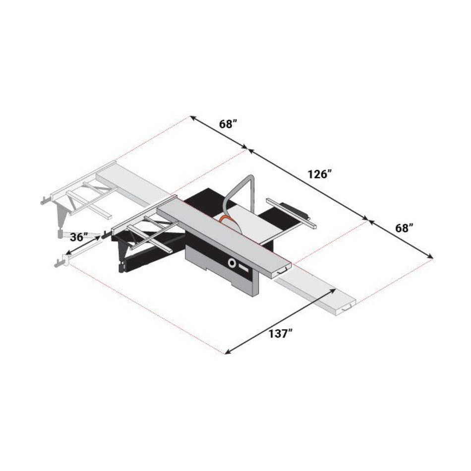 Maksiwa Sliding Panel Saw Titanium 5HP 1 Phase Crosscut, Blade Covers 90° & 45° Dado Edition  BMT.3200.IR
