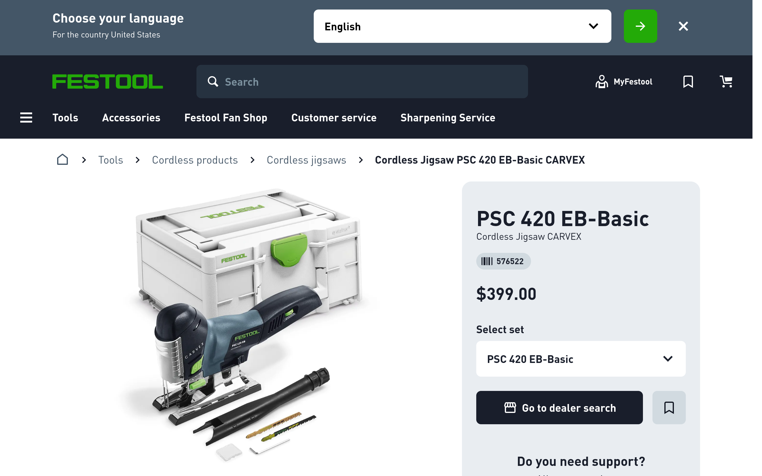 Festool PSC 420 EB-Basic CARVEX Cordless Jigsaw 576522