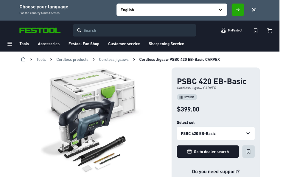 Festool PSBC 420 EB-Basic CARVEX Cordless Jigsaw 576531