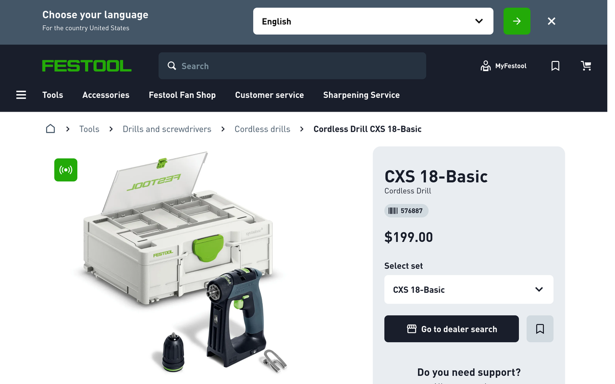 Festool CXS 18-Basic Cordless Drill 576887
