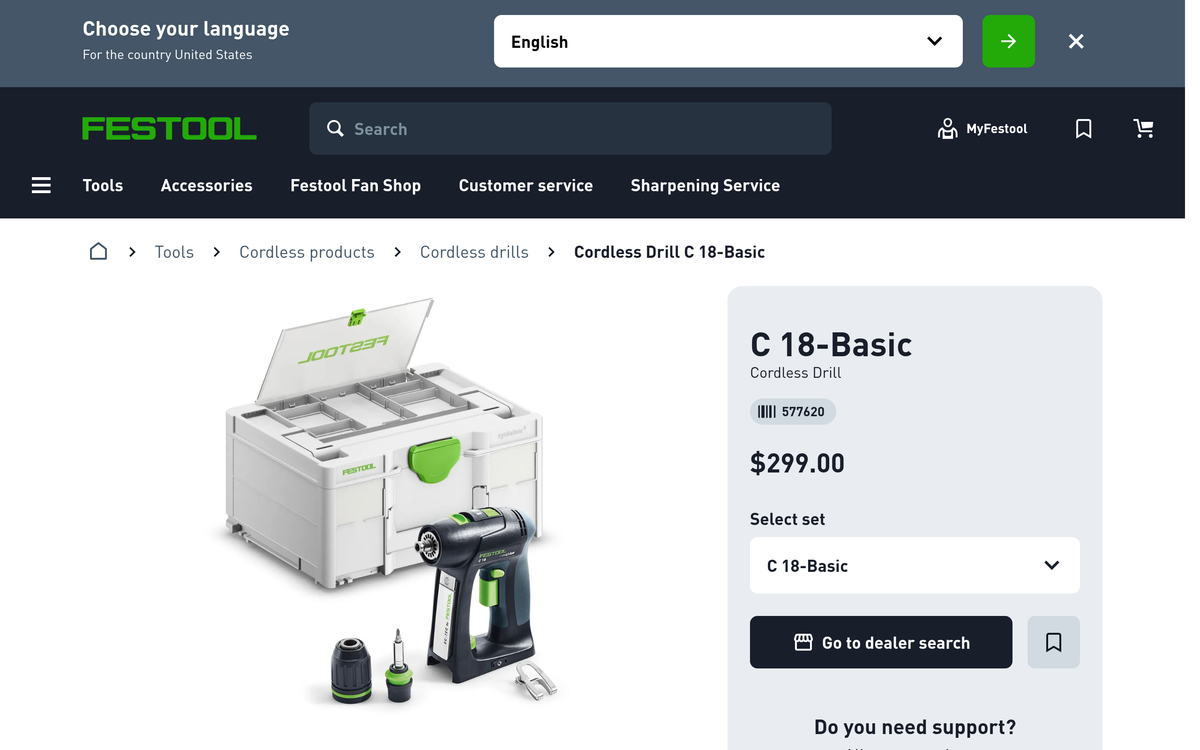 Festool C 18-Basic Cordless Drill 577620