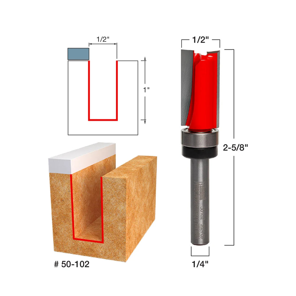 Freud  1/2" (Dia.) Top Bearing Flush Trim Bit
