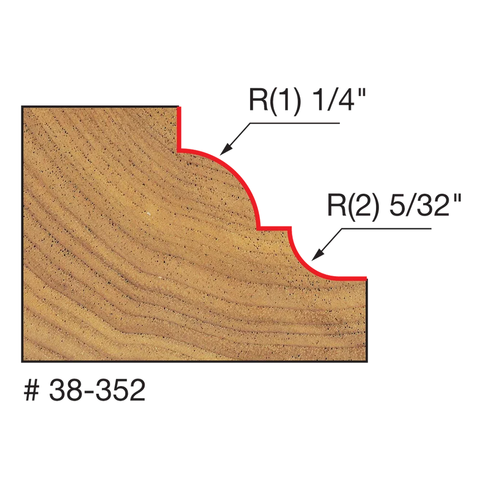 Freud 1-1/2" Quadra-Cut (Dia.) Classical Cove & Bead Bit 38-352