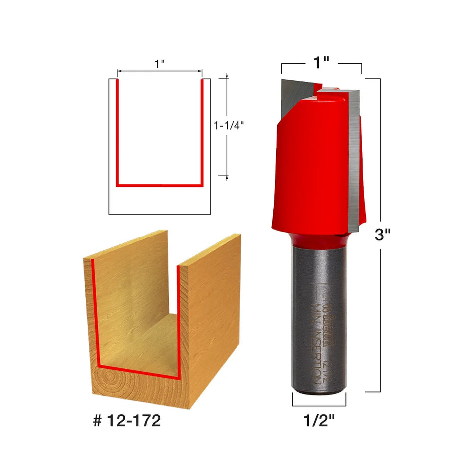 Freud 1" (Dia.) Double Flute Straight Bit (Eclipse Grind) 12-172