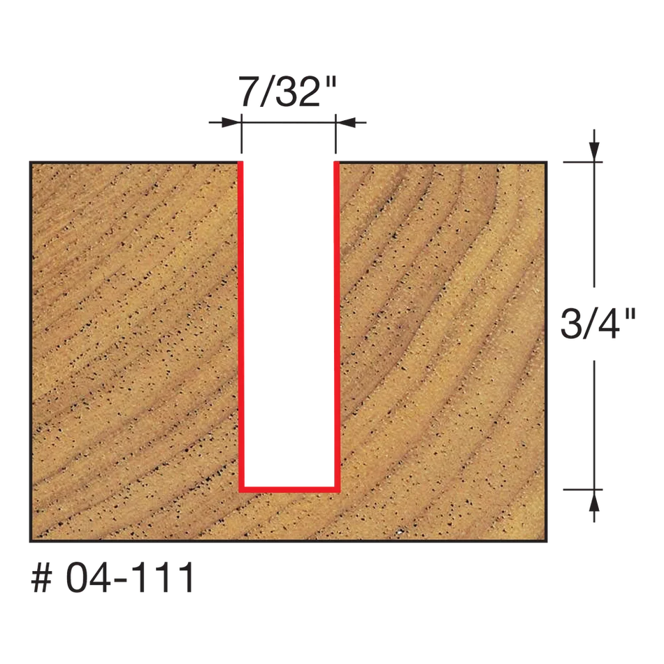 Freud 7/32" (Dia.) Double Flute Straight Bit 04-111