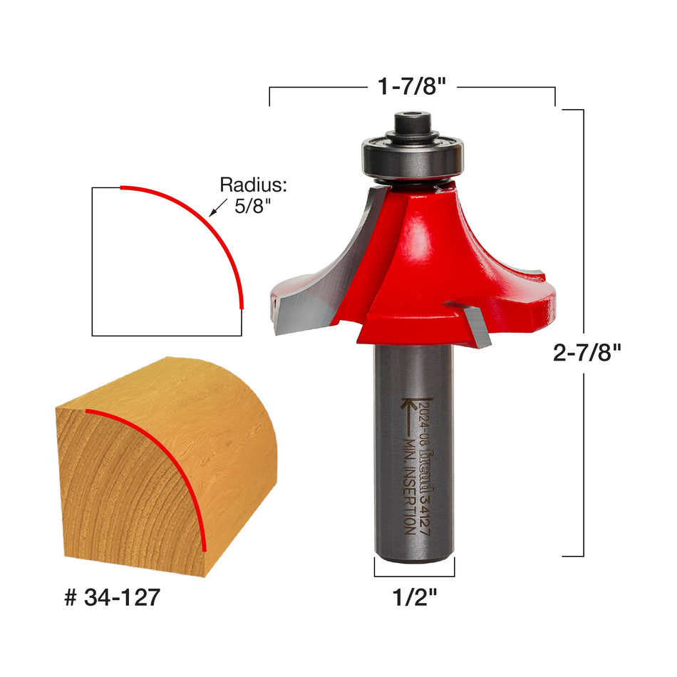 Freud 5/8" Quadra-Cut Radius Rounding Over Bit 34-127