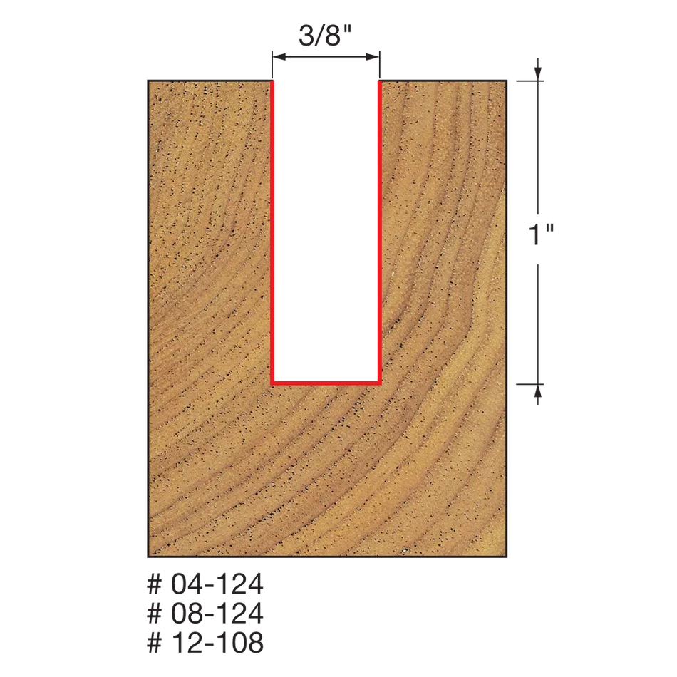 Freud 3/8" (Dia.) Double Flute Straight Bit 04-124