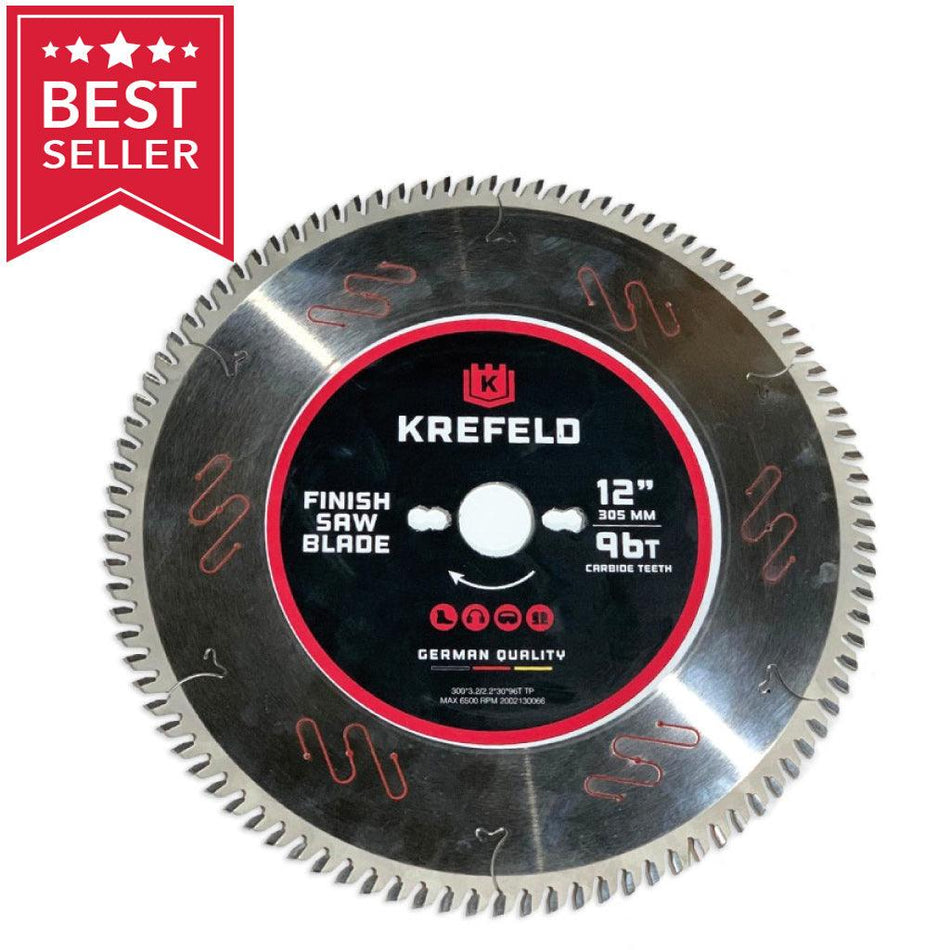 Krefeld Circular Finish Saw Blade - 12 Inch D x 96T ATB - 1 Inch / 25.4mm Arbor Size / Kerf 3mm